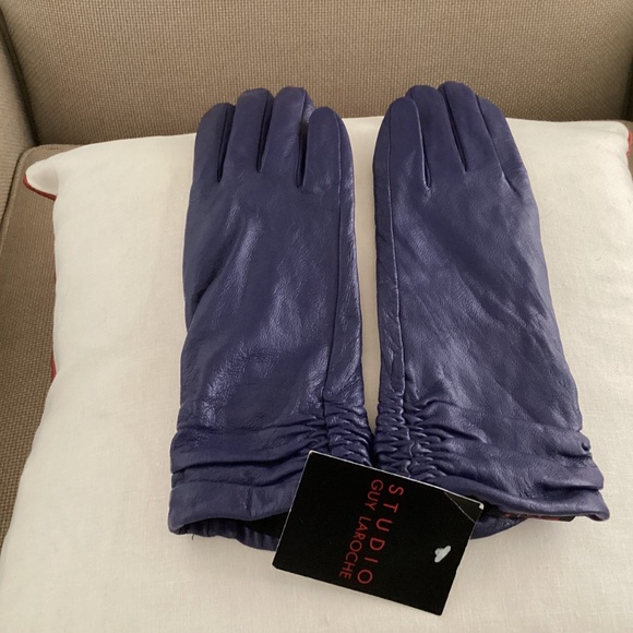 Purple Leather gloves - New - Studio Guy Laroche - Picture 2 of 4
